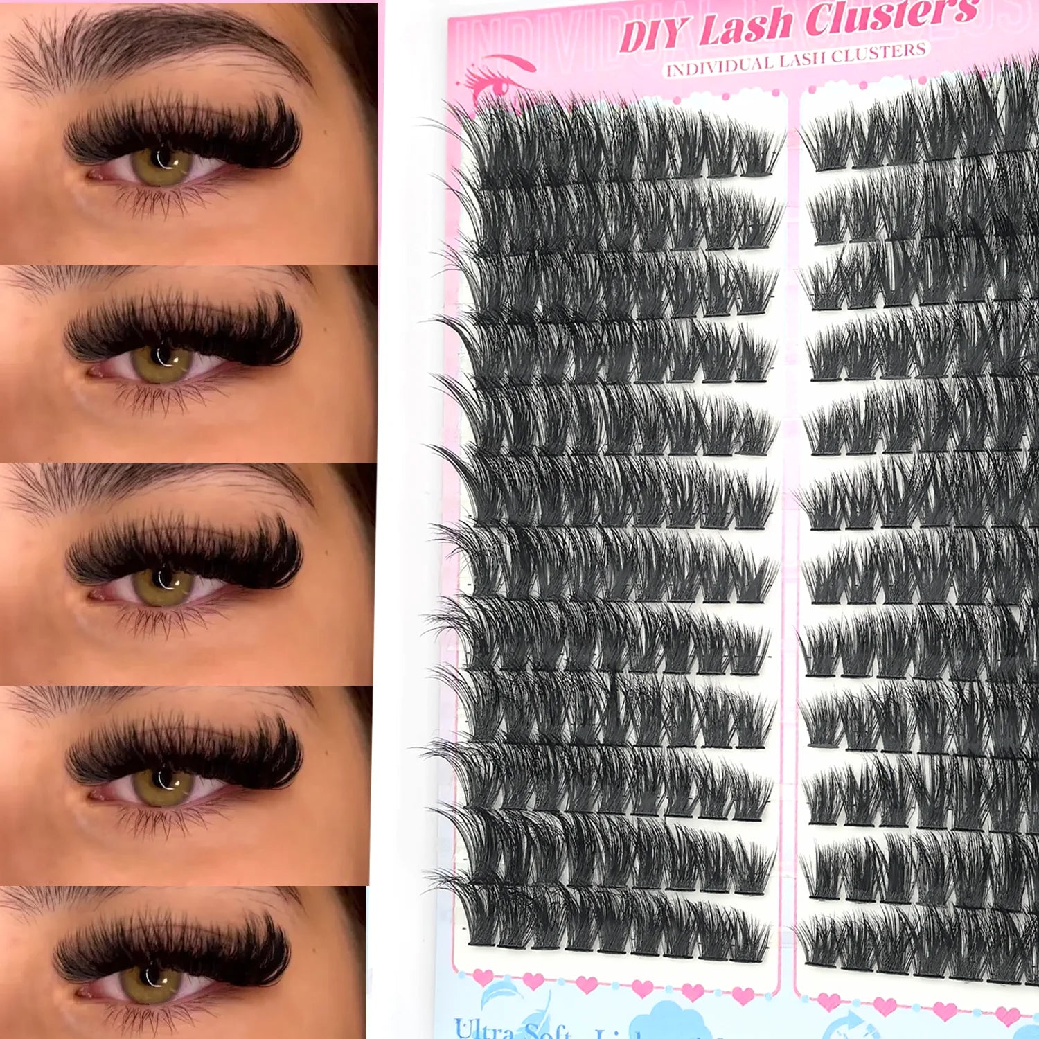 False Eyelashes Natural Wispy Individual Cluster Lashes Easy to Apply Soft & Lightweight Reusable for Daily Makeup
