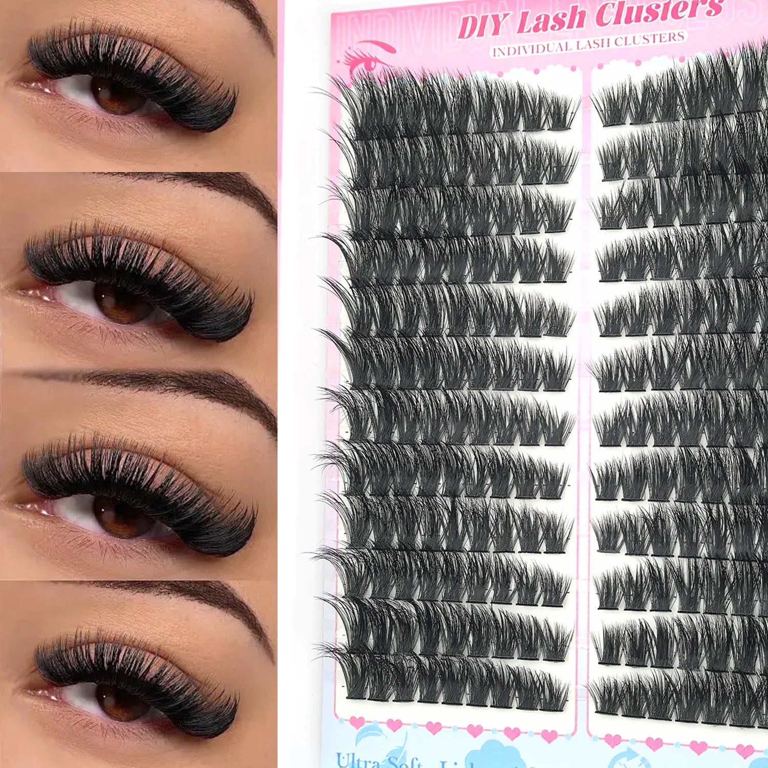 False Eyelashes Natural Wispy Individual Cluster Lashes Easy to Apply Soft & Lightweight Reusable for Daily Makeup