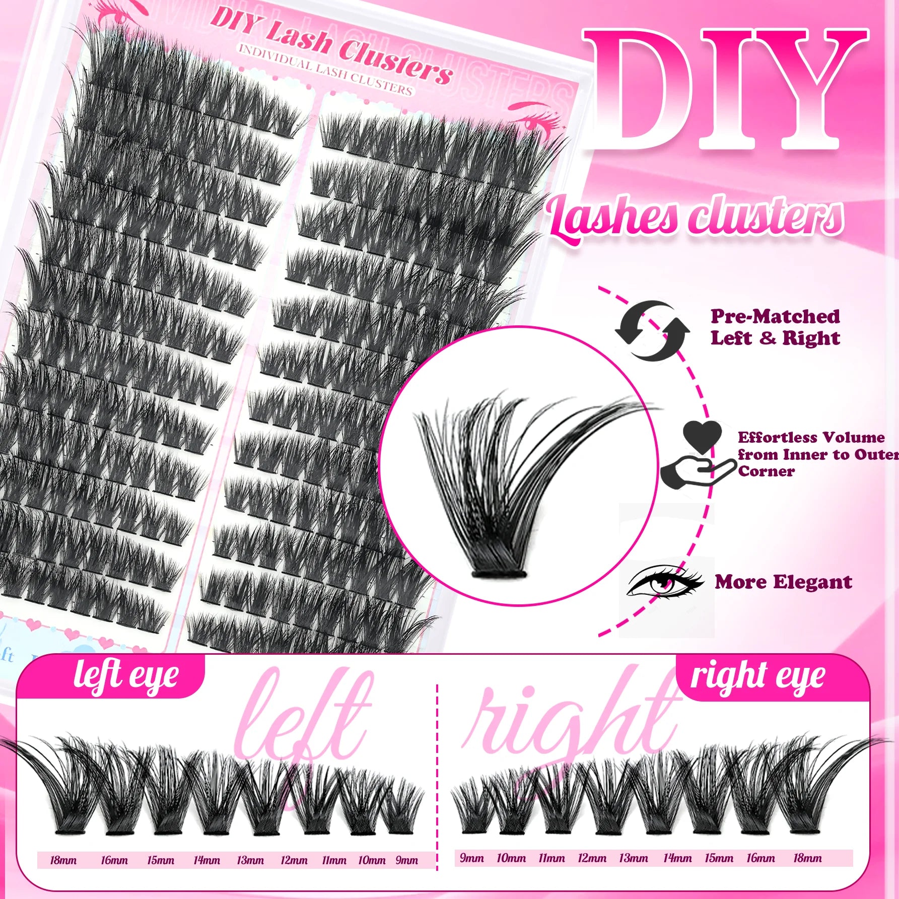 False Eyelashes Natural Wispy Individual Cluster Lashes Easy to Apply Soft & Lightweight Reusable for Daily Makeup