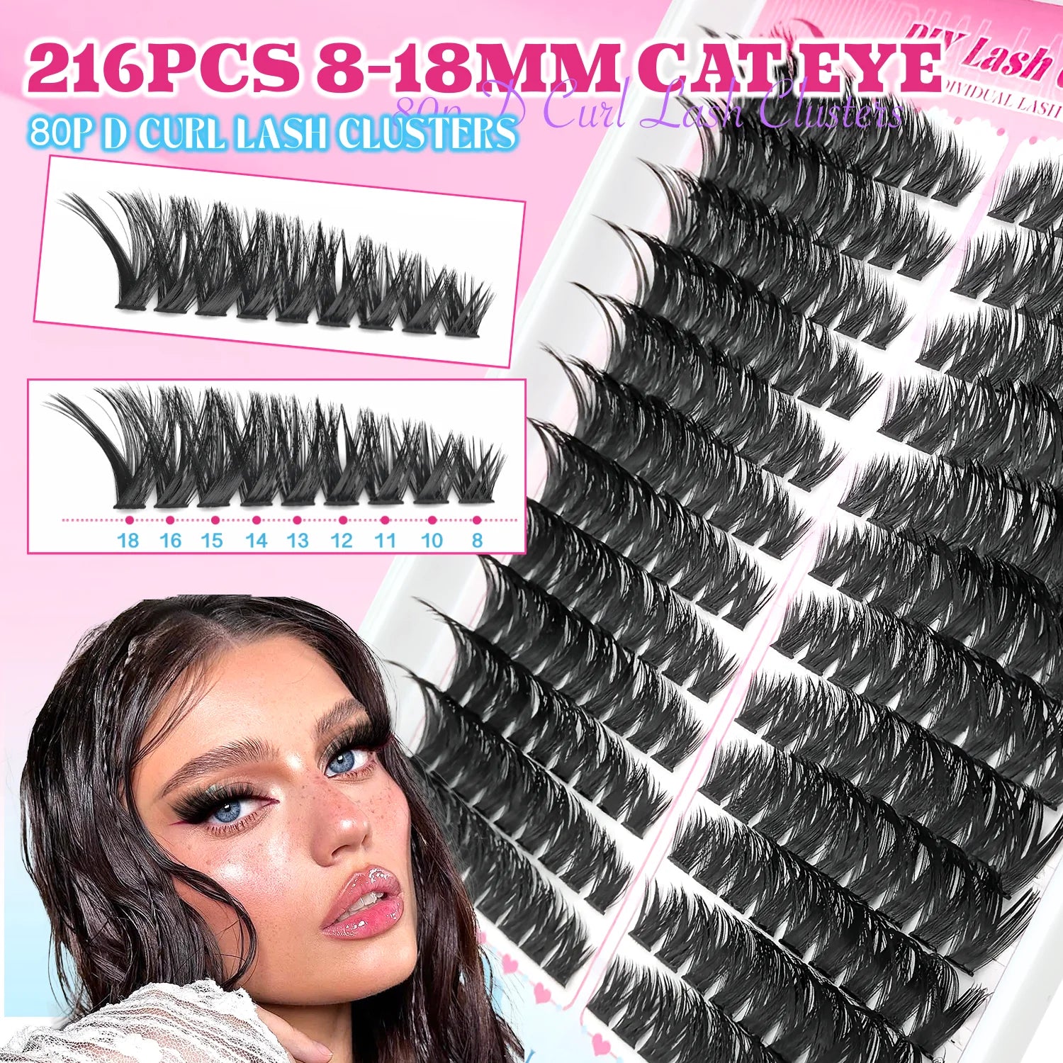 False Eyelashes Natural Wispy Individual Cluster Lashes Easy to Apply Soft & Lightweight Reusable for Daily Makeup