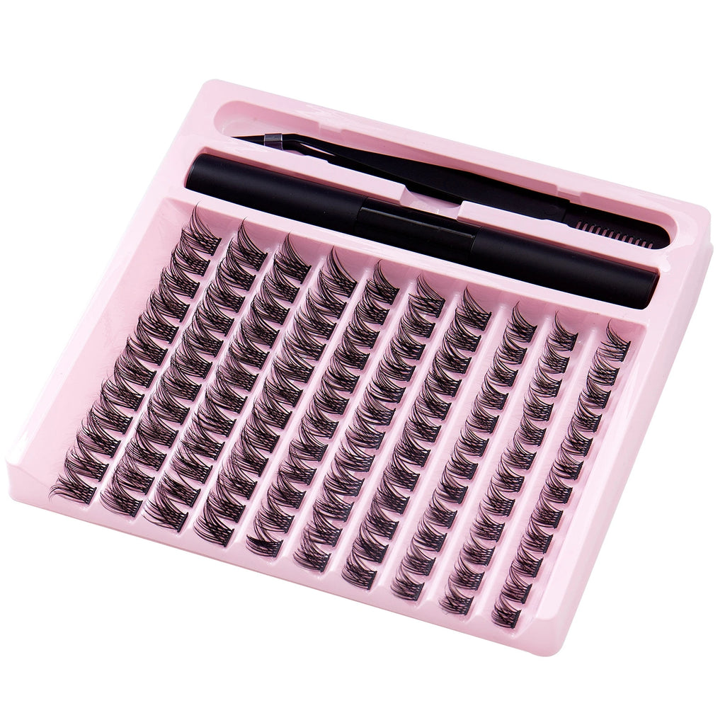 120 Clusters C Curling False Eyelashes 2-in-1 Set Natural Dense Cluster Lashes Extensions Reusable Beauty Makeup Tools