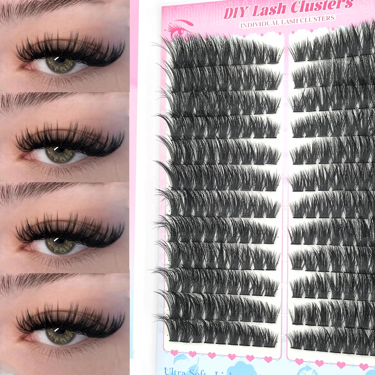 False Eyelashes Natural Wispy Individual Cluster Lashes Easy to Apply Soft & Lightweight Reusable for Daily Makeup