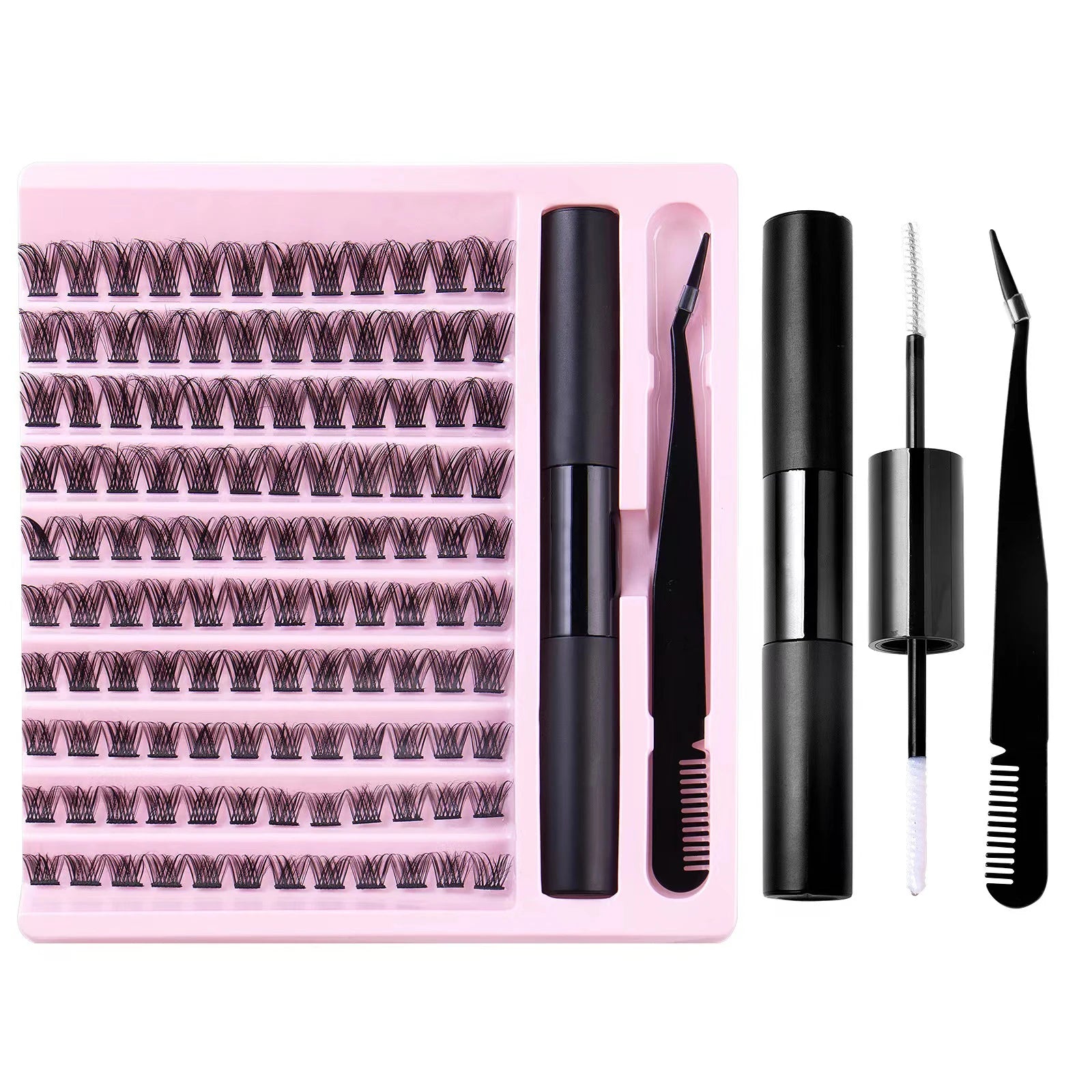 120 Clusters C Curling False Eyelashes 2-in-1 Set Natural Dense Cluster Lashes Extensions Reusable Beauty Makeup Tools