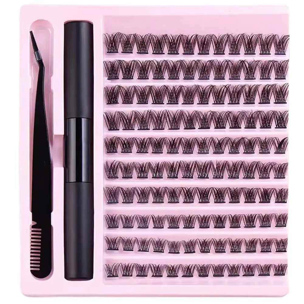 120 Clusters C Curling False Eyelashes 2-in-1 Set Natural Dense Cluster Lashes Extensions Reusable Beauty Makeup Tools
