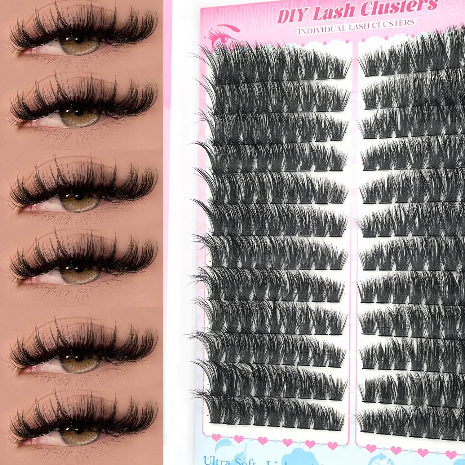 False Eyelashes Natural Wispy Individual Cluster Lashes Easy to Apply Soft & Lightweight Reusable for Daily Makeup